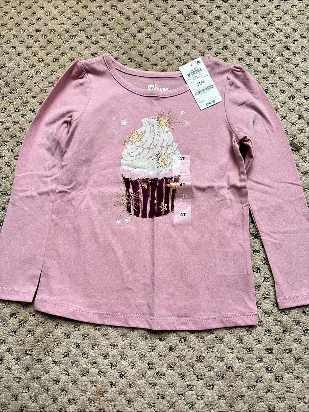 NWT Epic Threads Long Sleeve Graphic Tee Girls Size 4T